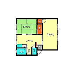 ハイツメサ 2DKの間取図画像