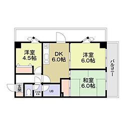 ビコーハイツ 3DKの間取図画像
