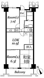 フローラ稲毛 3LDKの間取図画像