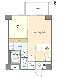 グランカーサ清澄白河 3階1LDKの間取り