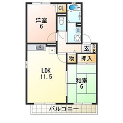 サンハイムビレッジ 2LDKの間取図画像