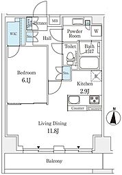 ラティエラ練馬 12階1LDKの間取り