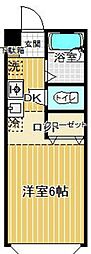 ハートライト 1Kの間取図画像