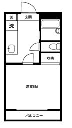 フォレストブライト 1階1Kの間取り