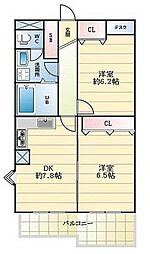 ニュー淵野辺ハイツ 2DKの間取図画像