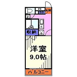 アムール沼口 1Kの間取図画像