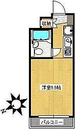 ＴＯＰ長津田第2 6階ワンルームの間取り