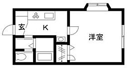 ルミエール 1Kの間取図画像