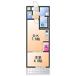 フジパレス堺大浜1番館 1DKの間取図画像