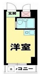 スカイコート渋谷 4階ワンルームの間取り