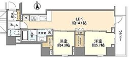 サンウッドフラッツ新宿四谷三丁目 2LDKの間取図画像
