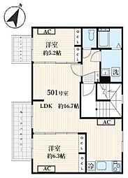 aLATO菊川 エーデー200 2LDKの間取図画像