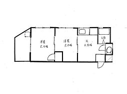 フジハイツ 5階2Kの間取り