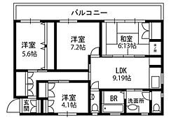 シルク館 2階4LDKの間取り