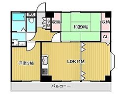 セントラルハイツ 2LDKの間取図画像