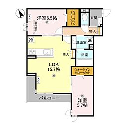 ザ・グレイスナカモズ 2LDKの間取図画像