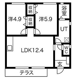 イーグルコート 2LDKの間取図画像