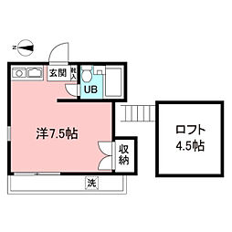 はっぴーはいむ新川 ワンルームの間取図画像