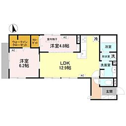 シュトラール鳳 2LDKの間取図画像