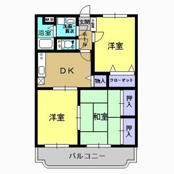 サンフィールド高鍋 303｜宮崎県児湯郡高鍋町大字北高鍋(賃貸マンション3DK・3階・56.90㎡)の写真 その2