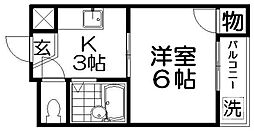クワイエット香里 1Kの間取図画像