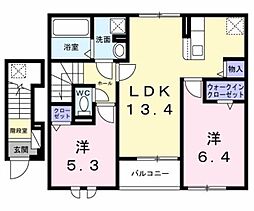 錦町1丁目アパート(028795001) 2LDKの間取図画像