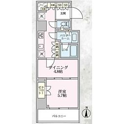 GENOVIA両国VI green veil 12階1DKの間取り