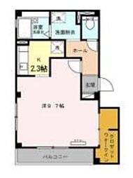 アバンウェル城北公園 3階1Kの間取り