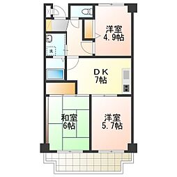 ルナ・コート 3DKの間取図画像
