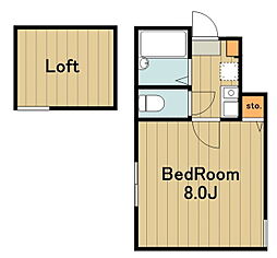 JR横浜線 橋本駅 徒歩12分の賃貸アパート 2階1Kの間取り