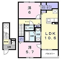 ジール 2LDKの間取図画像