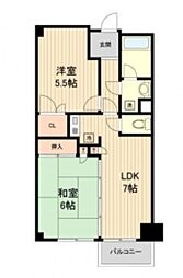 アーバンコートサカス3 2LDKの間取図画像