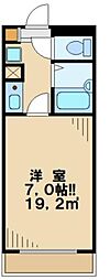 大塚堰場ハイツ 2階1Kの間取り