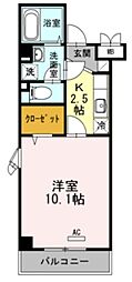 ラ・プランタン 1Kの間取図画像