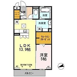 プリムローズ 1LDKの間取図画像