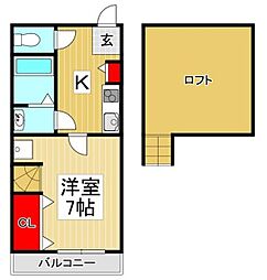 FontanaEast 1Kの間取図画像