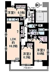 シャンテメゾン田仲 3LDKの間取図画像