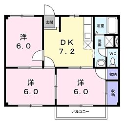 アビタシオン 3DKの間取図画像