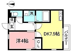 VILLAアイエム 1DKの間取図画像