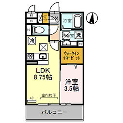 サンライズ湊2 1LDKの間取図画像