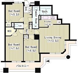 石神井公園ピアレスA棟ザ・タワー 3LDKの間取図画像