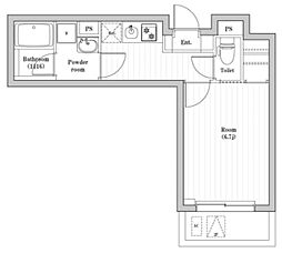 豊島千早レジデンス 3階1Kの間取り