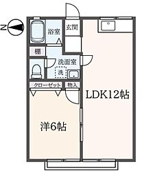コーポドミールA 1LDKの間取図画像