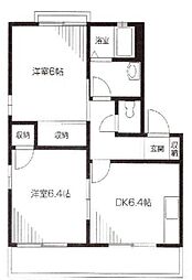 ディアコートＡ 1階2DKの間取り