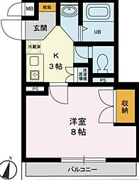 パインフィールド 1Kの間取図画像