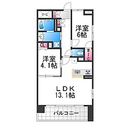 Ｓｏｐｈｉａ　ｃｏｕｒｔ宿院 9階2LDKの間取り