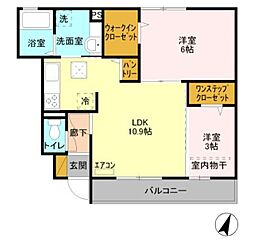 ルミナス松本 2LDKの間取図画像