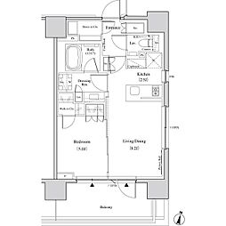 ザ・パークハビオ代々木 3階1LDKの間取り
