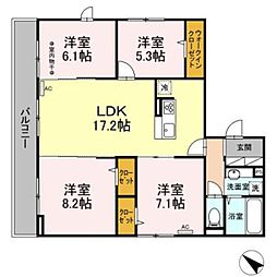 コンフォール町田市中町 3階4LDKの間取り