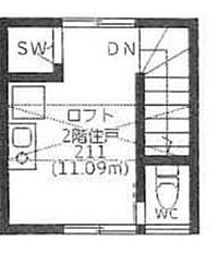 グランドソレイユ東雪谷 2階ワンルームの間取り